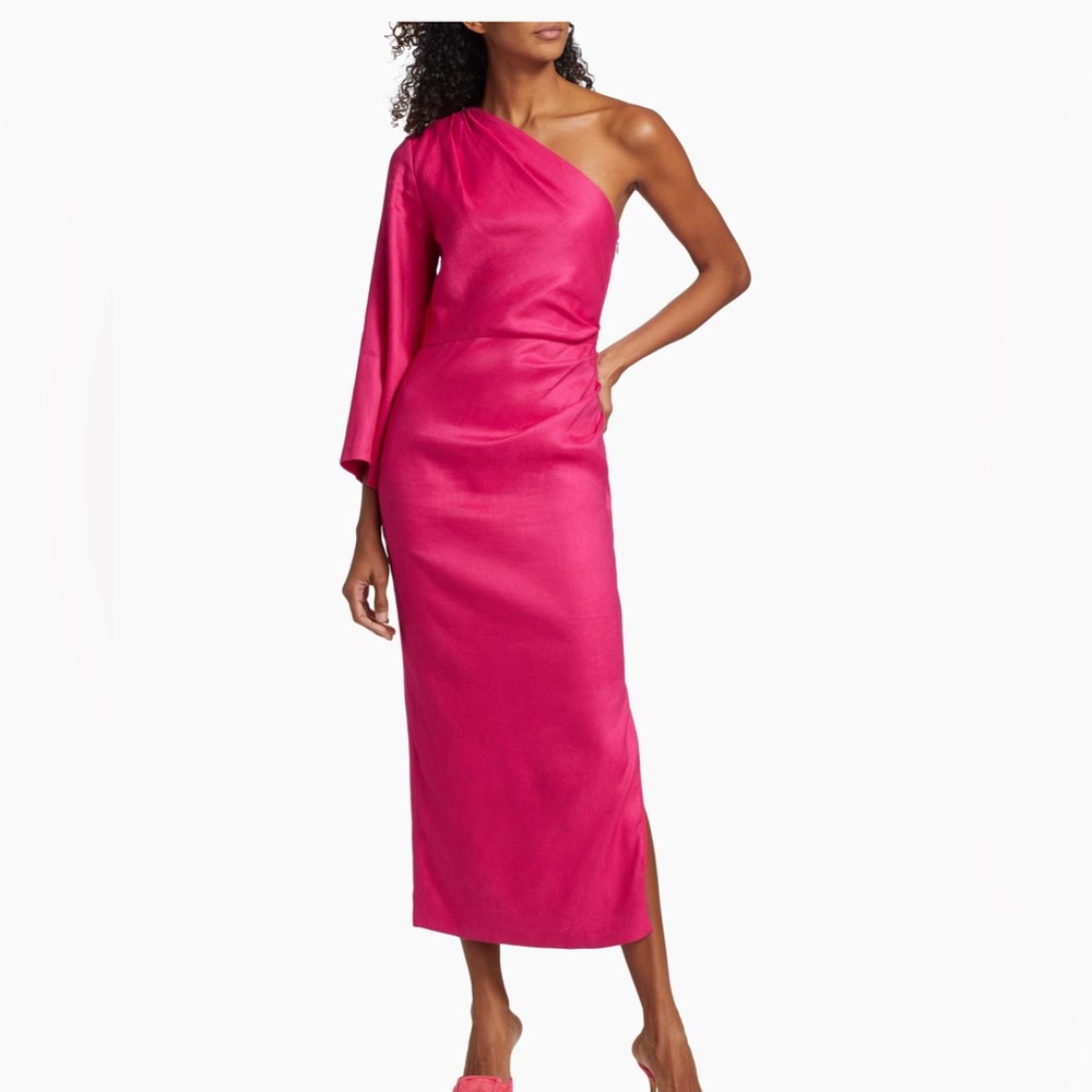 Veronica Beard Patsy Fuchsia pink One-Shoulder Dress